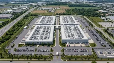 Aerial view of the CyrusOne data center campus in Houston, Texas